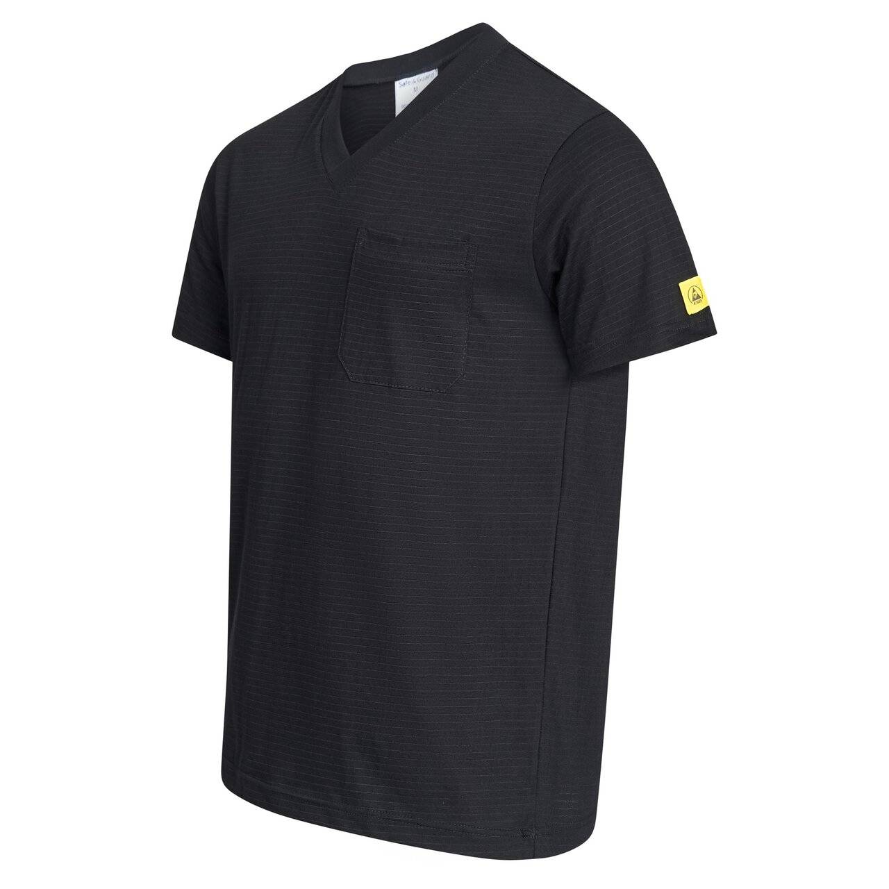 ESD-T-Shirt mit Brusttasche, V-Ausschnitt, 150g/m², schwarz, L