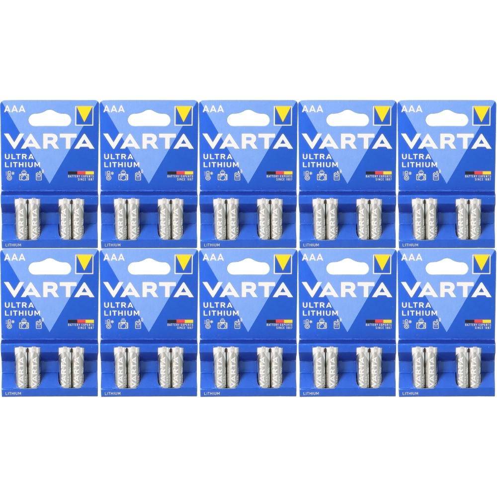 40x Varta Ultra Lithium AAA Micro Batterie 10x 4er Blister 6103