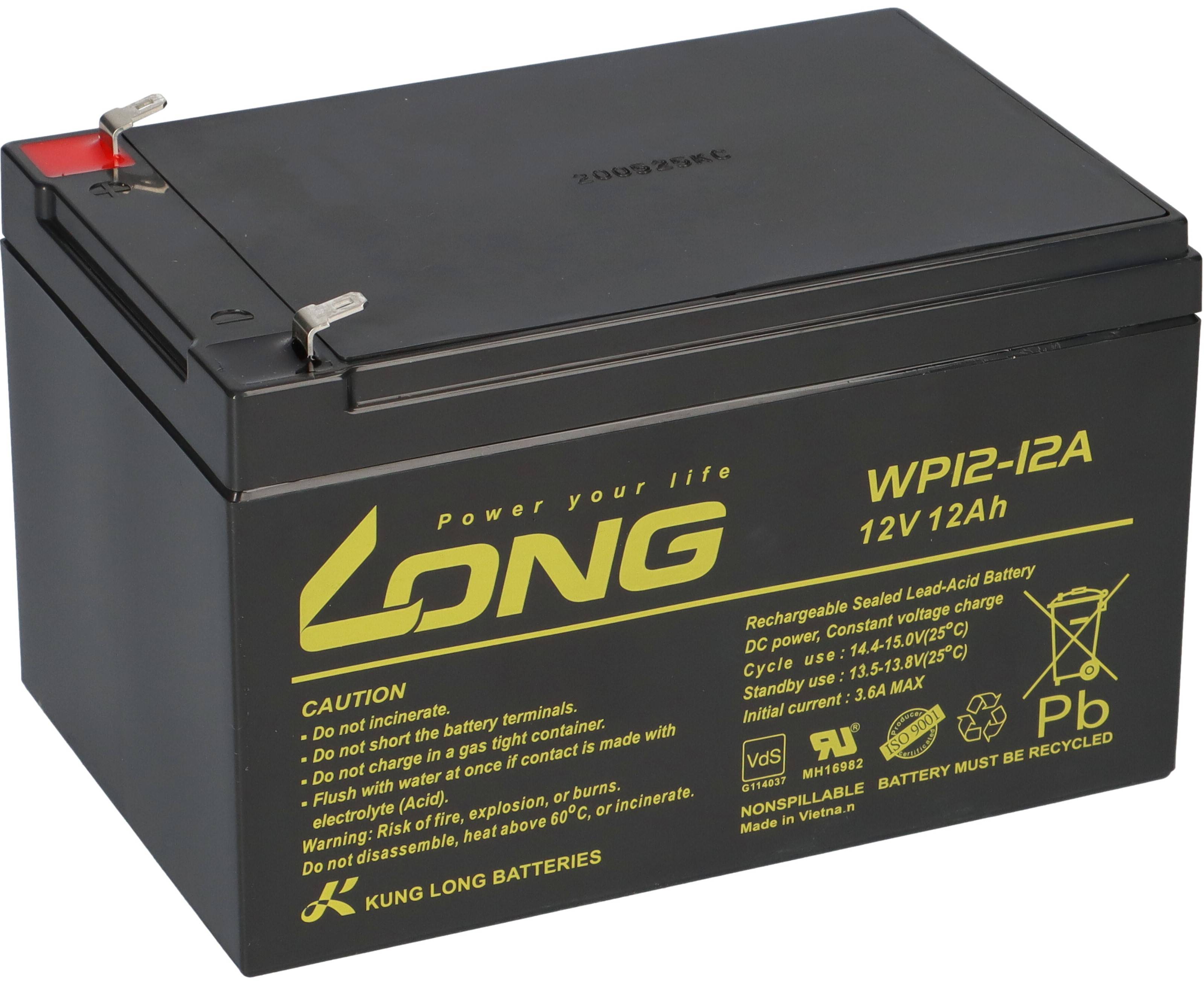 Kung Long WP12-12 F1 12V 12Ah AGM Akku VdS – passend für Panasonic LC-RA1212PG