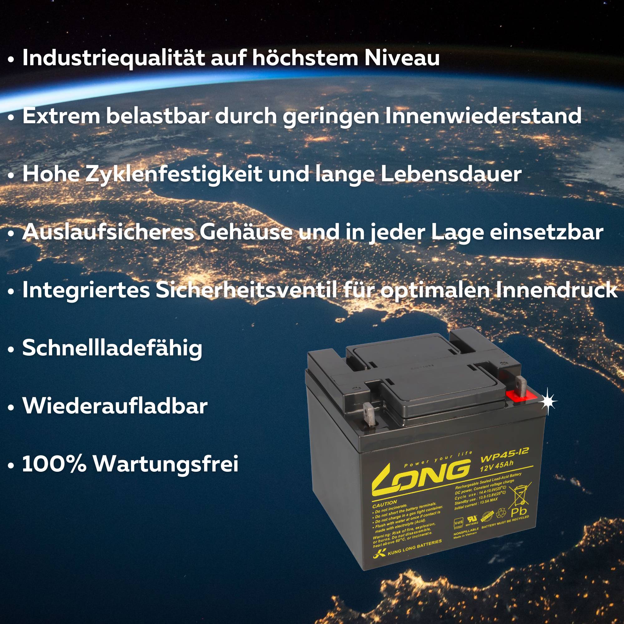 Akku für Panasonic LC-P1242AP 12V 45Ah AGM Batterie