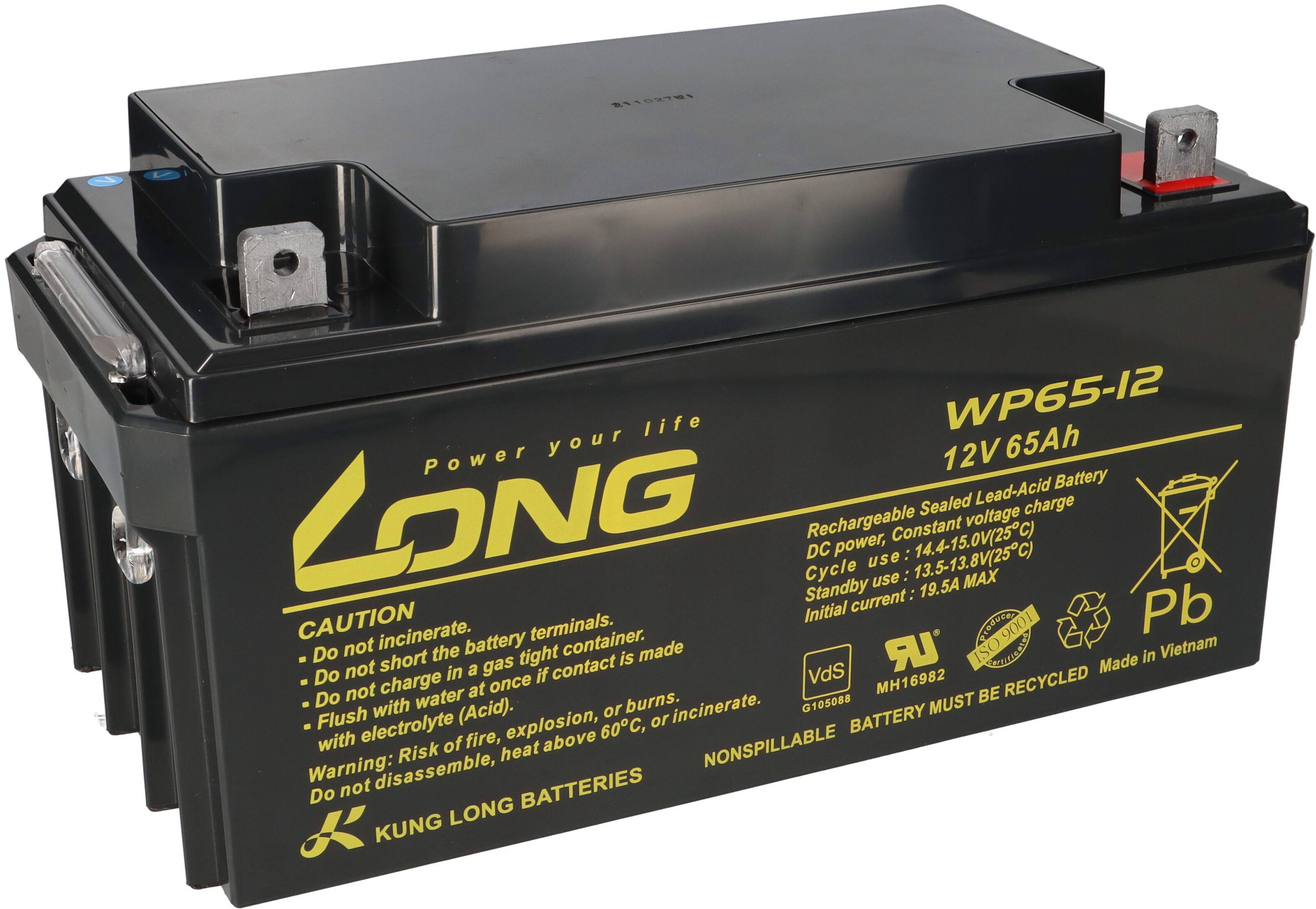 Kung Long WP65-12 12V 65Ah AGM Akku VdS – passend für Panasonic LC-X1265PG
