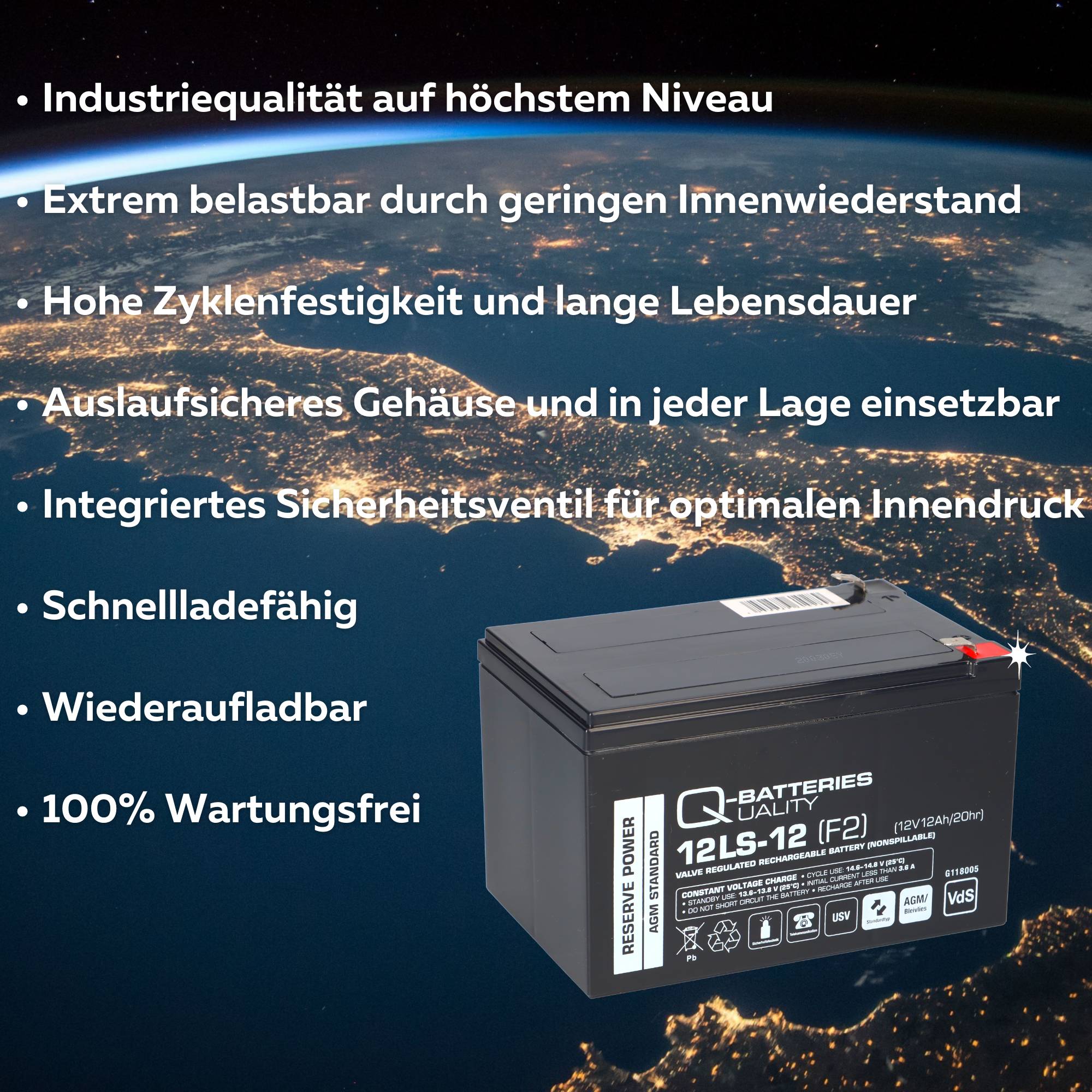 Quality-Batteries 12LCP-12 12V 13Ah AGM Akku – passend für Panasonic LC-RA1212PG1