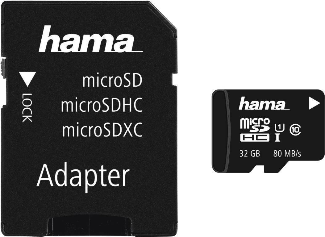 Hama 00213114, 32 GB, MicroSDHC, Klasse 10, UHS-I, 80 MB/s, Class 1 (U1)
