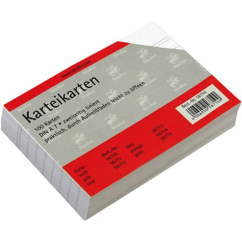 Staufen Karteikarten, DIN A7, weiß