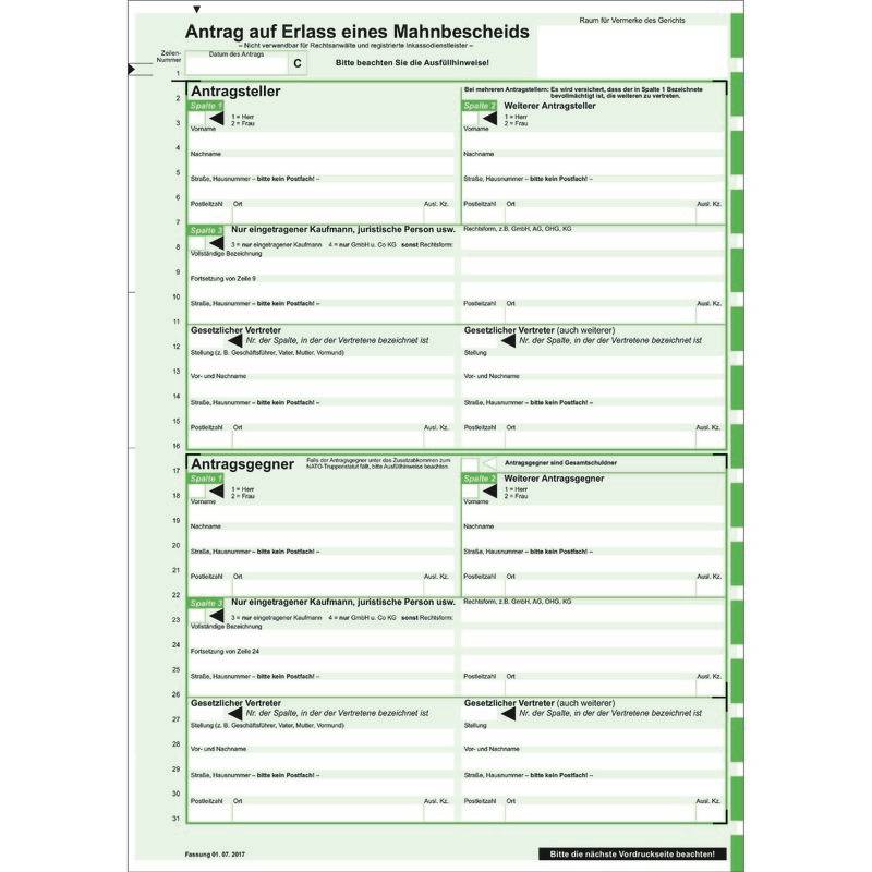SoldanPlus Mahnbescheidsantrag für Amtsgerichte, Neufassung 2018