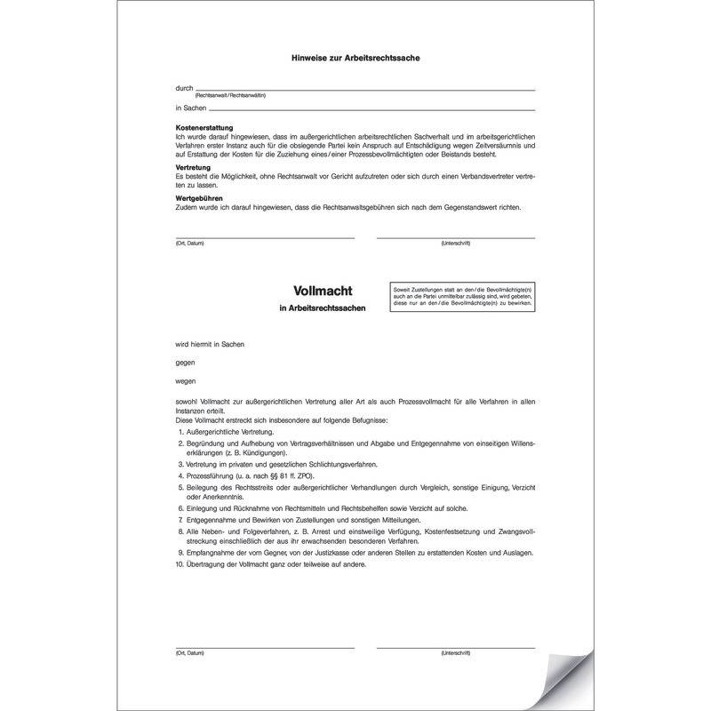 SoldanPlus Arbeitsrechtliche Vollmacht