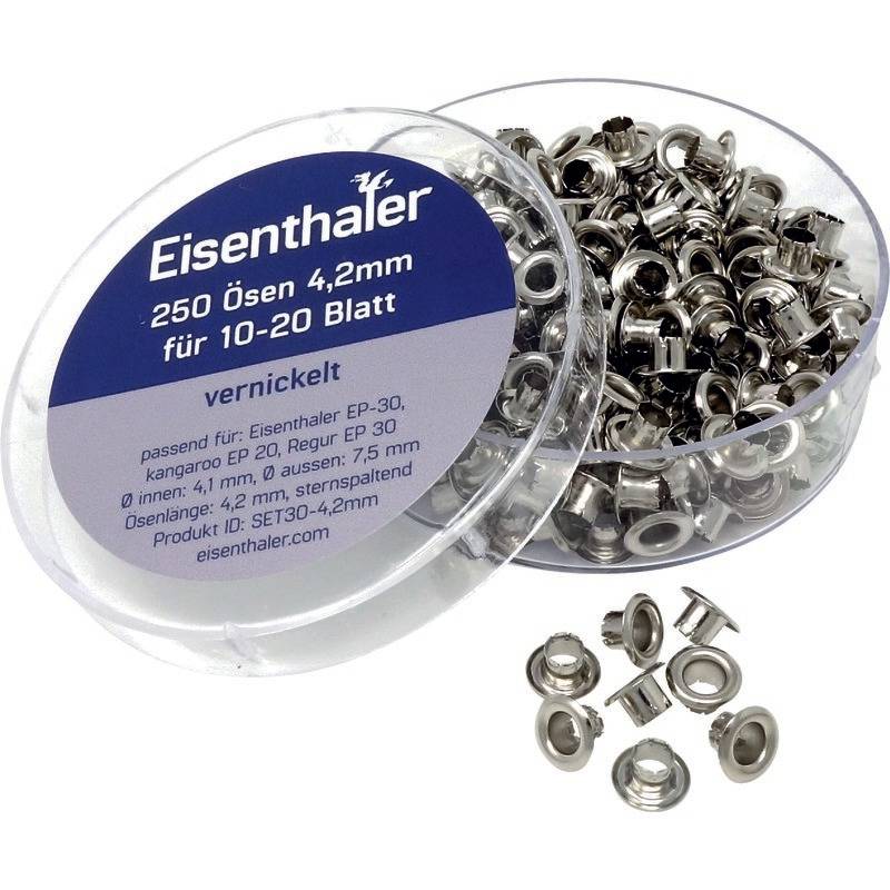 Eisenthaler Ösen SET30-4.2mm, für 10 ? 20 Blatt, vernickelt, vernickelt