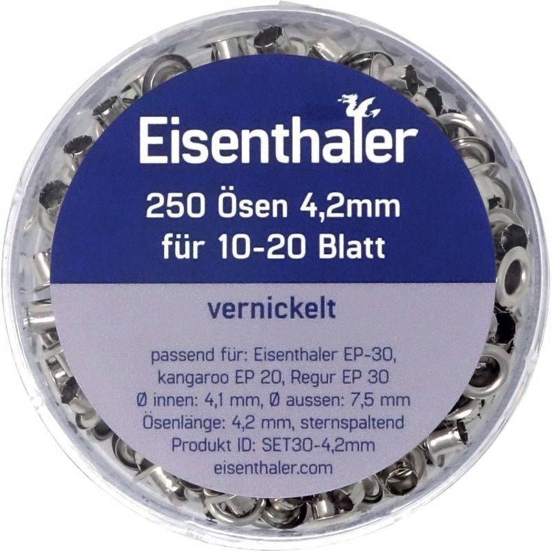 Eisenthaler Ösen SET30-4.2mm, für 10 ? 20 Blatt, vernickelt, vernickelt