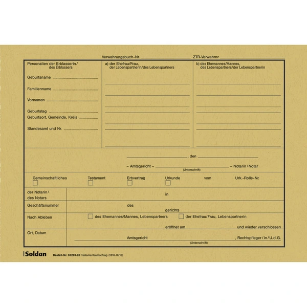 SoldanPlus Testamentsumschlag mit Aufdruck SoldanPlus Testamentsumschlag mit Aufdruck