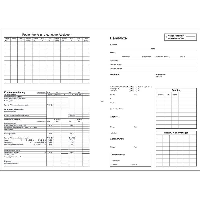 AdvoBedarf Handaktenbogen, Bücherschreibpapier, weiß, weiß