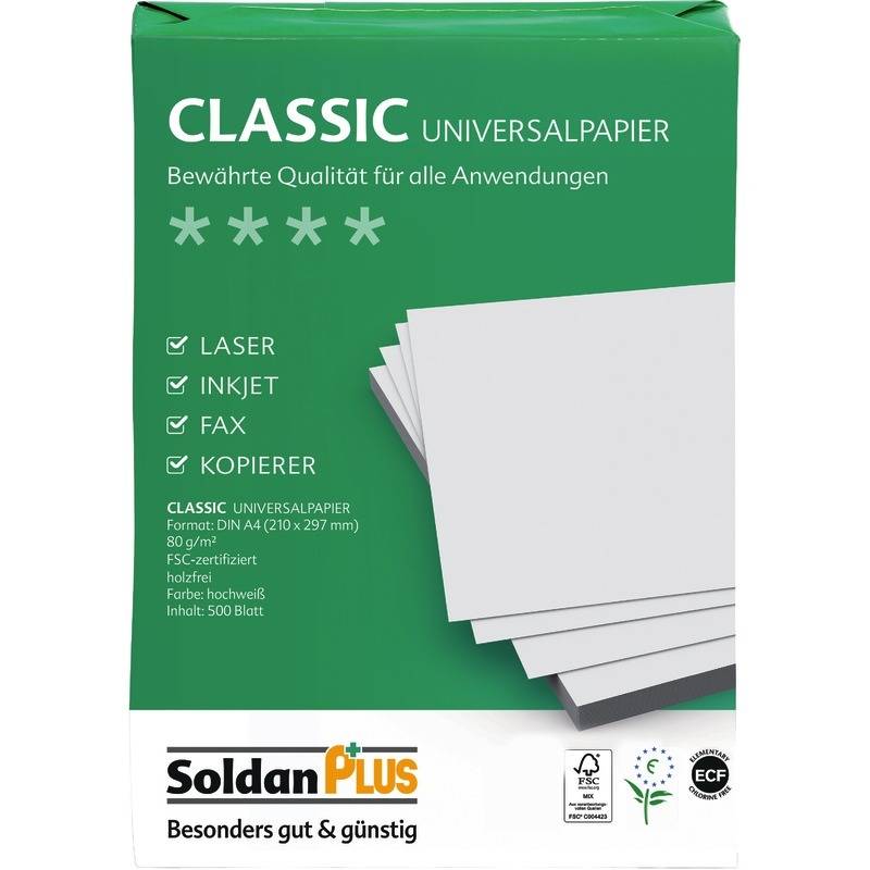 SoldanPlus Kopierpapier CLASSIC, DIN A4, 80 g/m², Pack: 500 Blatt, weiß