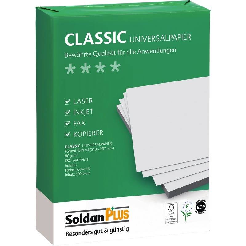 SoldanPlus Kopierpapier CLASSIC, DIN A4, 80 g/m², Pack: 500 Blatt, weiß