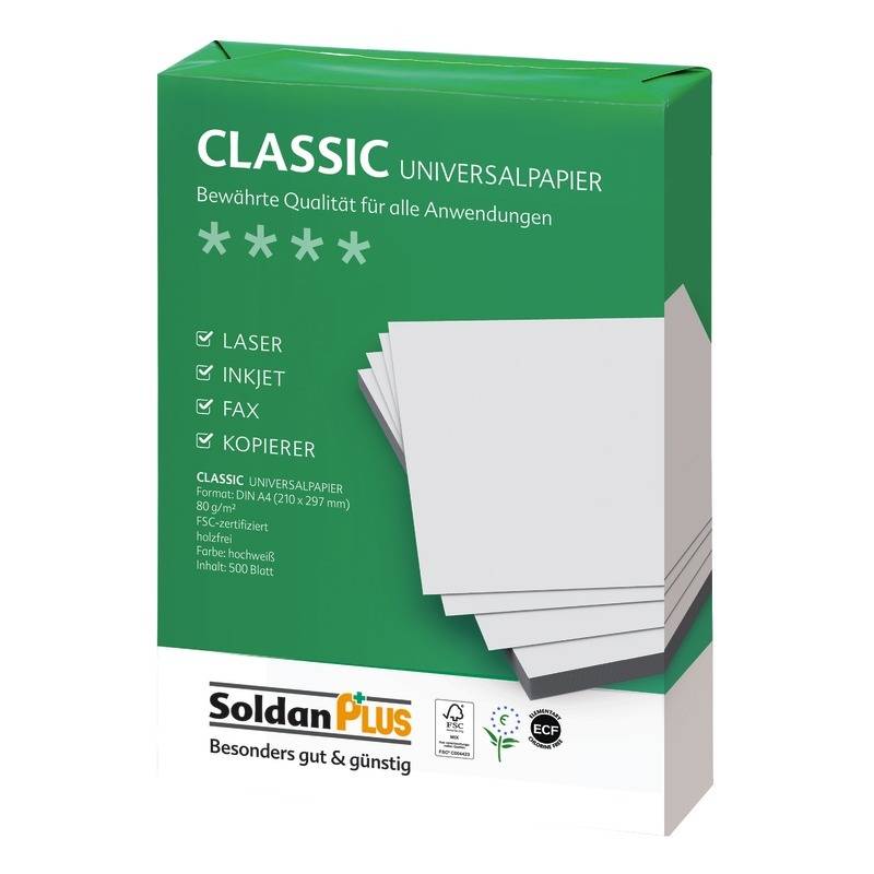 SoldanPlus Kopierpapier CLASSIC, DIN A4, 80 g/m², Pack: 500 Blatt, weiß