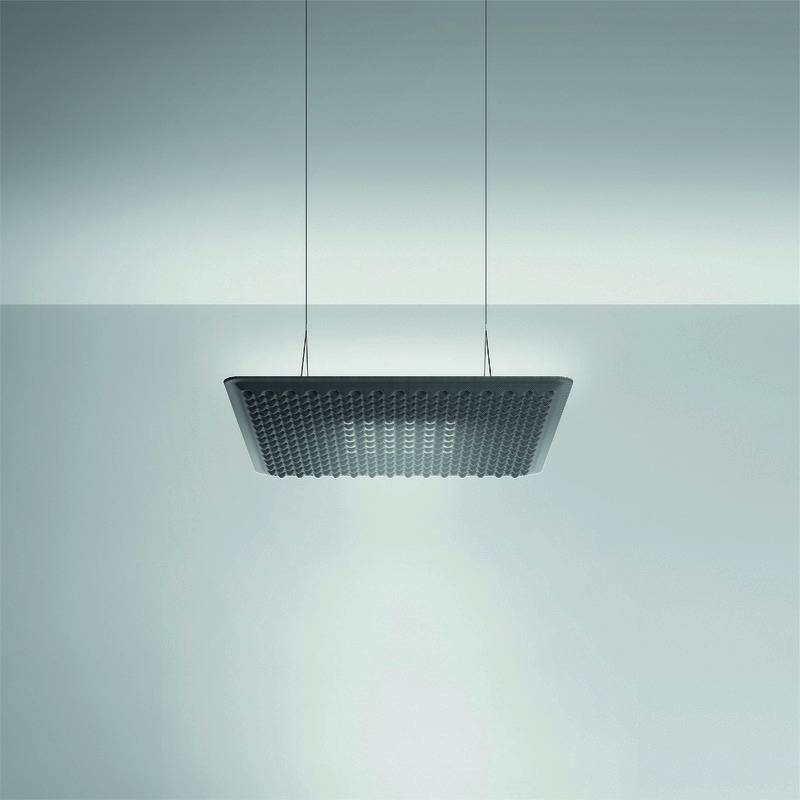 Artemide LED Akustik-Pendelleuchte Eggboard Matrix, 800 x 800 mm, anthrazit