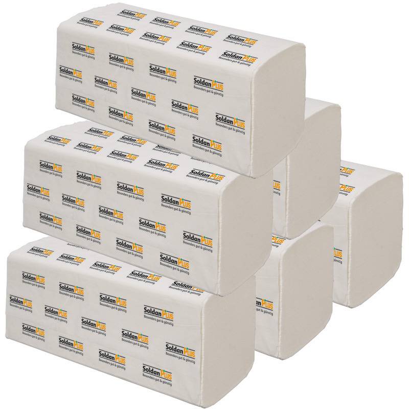 SoldanPlus Falthandtücher, Zick-Zack-Falzung, Tissuequalität, 2-lagig, weiß