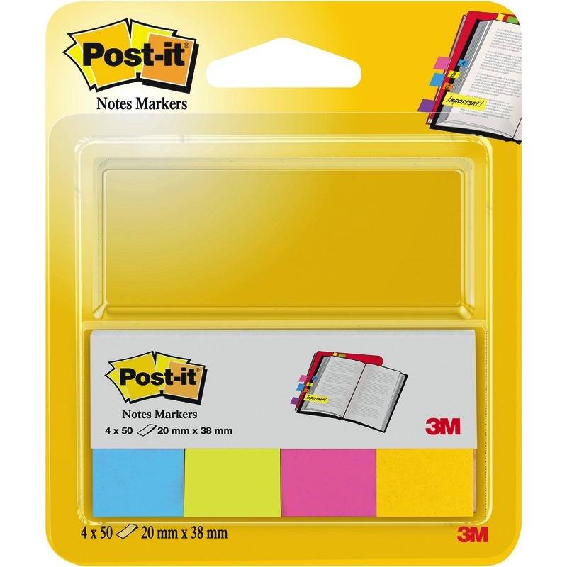 Post-it® Page Marker 670-4B , 4 x 50 Blatt, türkis, ultragelb, papayaorange, ros