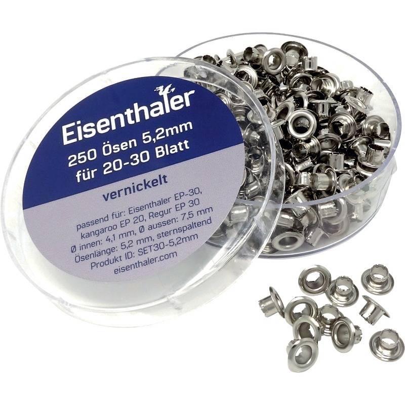 Eisenthaler Ösen SET30-5.2mm, für 20 ? 30 Blatt, vernickelt, vernickelt