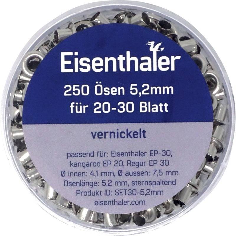 Eisenthaler Ösen SET30-5.2mm, für 20 ? 30 Blatt, vernickelt, vernickelt