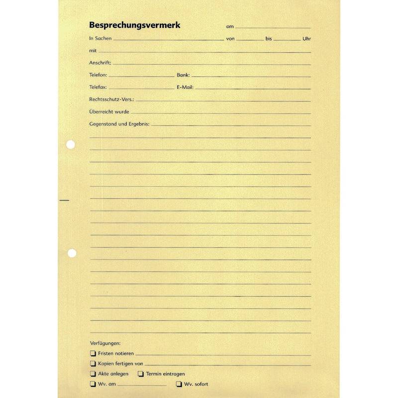 SoldanPlus Besprechungsvermerk DIN A4 hoch, gelb