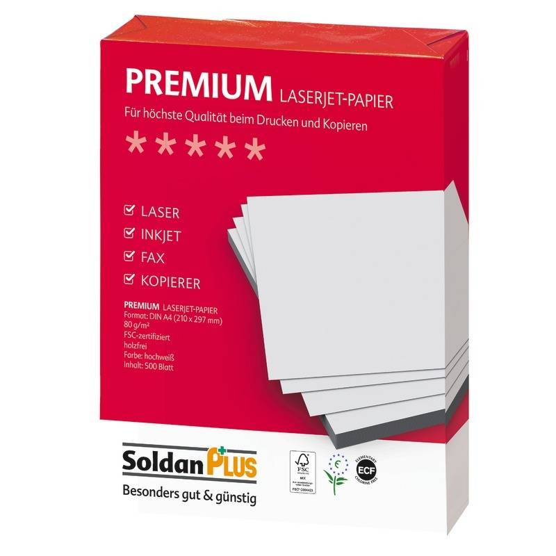 SoldanPlus Kopierpapier PREMIUM, DIN A4, 80 g/m², Pack: 500 Blatt