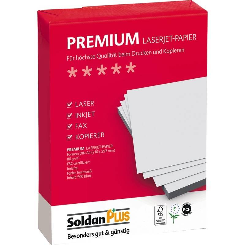 SoldanPlus Kopierpapier PREMIUM, DIN A4, 80 g/m², Pack: 500 Blatt