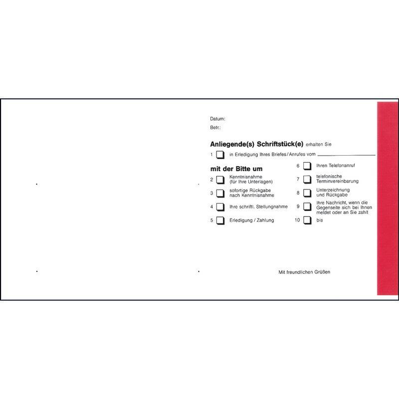 SoldanPlus Übersendungszettel, Einzelblatt, Grußformel ohne Berufsbezeichnung