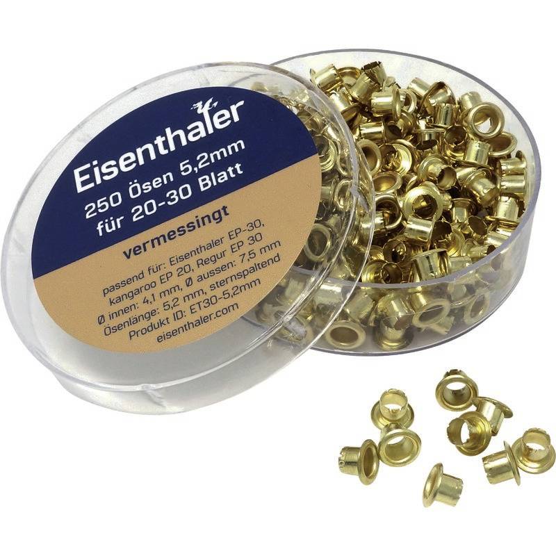 Eisenthaler Ösen ET30-5.2mm, für 20 ? 30 Blatt, vermessingt, vermessingt