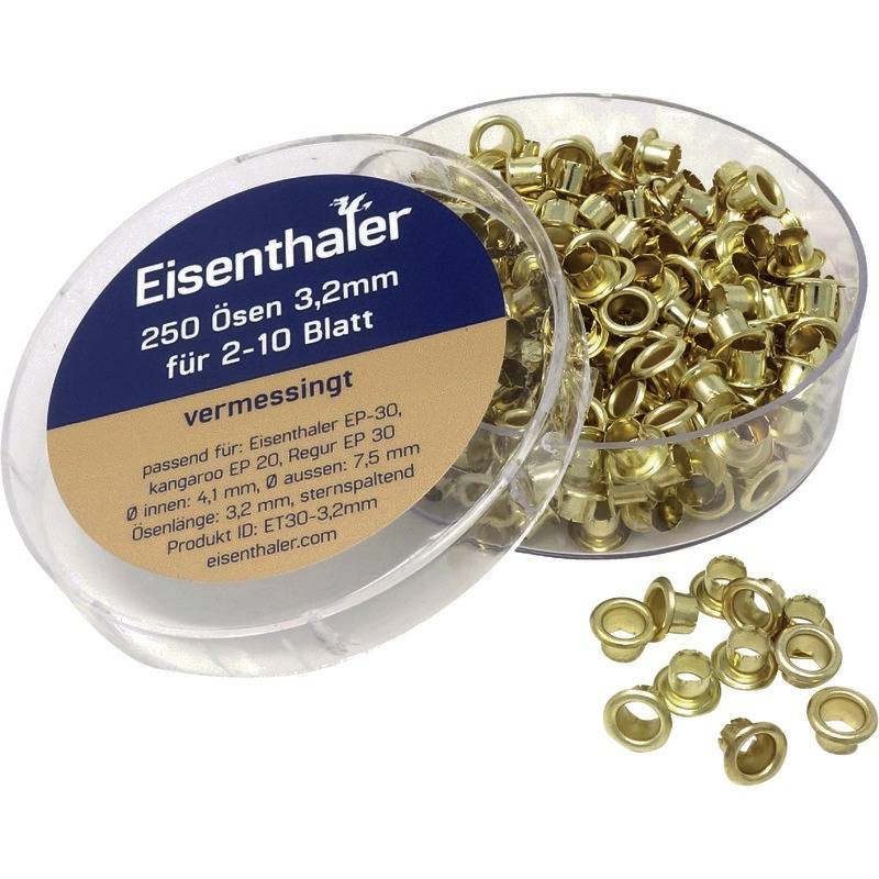 Eisenthaler Ösen ET30-3.2mm, für 2 ? 10 Blatt, vermessingt, vermessingt