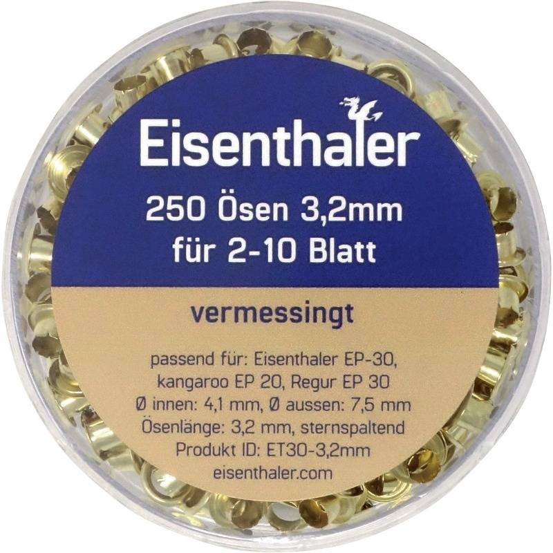 Eisenthaler Ösen ET30-3.2mm, für 2 ? 10 Blatt, vermessingt, vermessingt