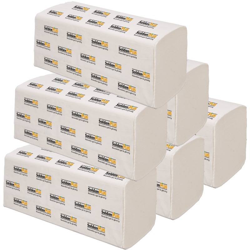 SoldanPlus Falthandtücher, Zick-Zack-Falzung, Recyclingqualität, 2-lagig, naturw