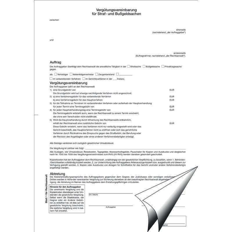 SoldanPlus Vergütungsvereinbarung für Strafsachen