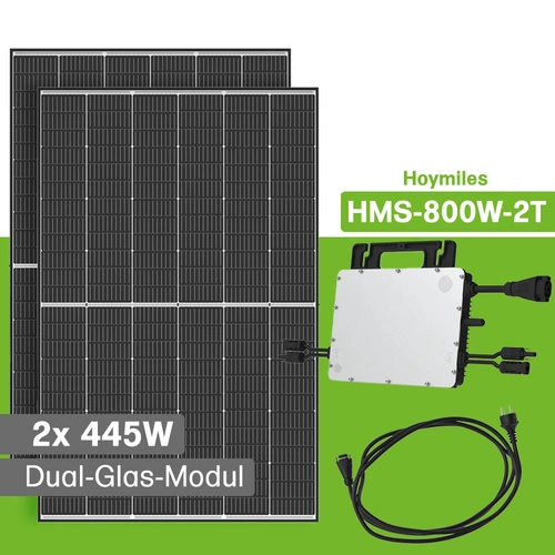 890W Balkonkraftwerk Hoymiles HMS-800W-2T 445W Trina Solar Module 890W Balkonkraftwerk Hoymiles HMS-800W-2T 445W Trina Solar Module