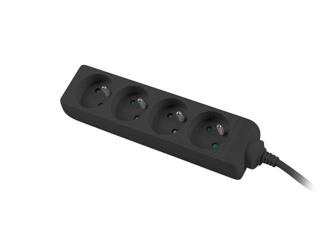 Lanberg PS0-04E-0150-BK - 1,5 m - 4 AC-Ausgänge - Indoor - Typ E - Schwarz - 10 A