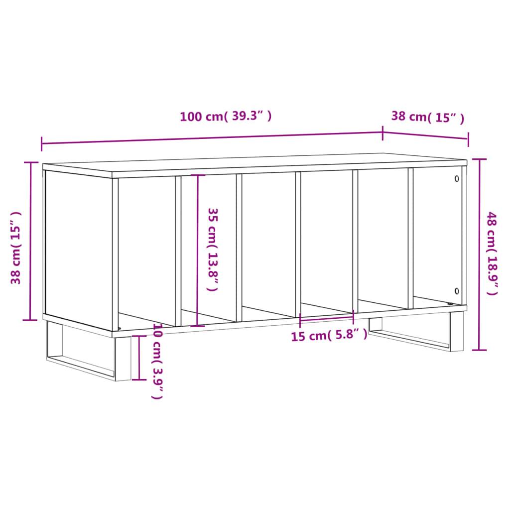 vidaXL Plattenschrank Grau Sonoma 100x38x48 cm Holzwerkstoff
