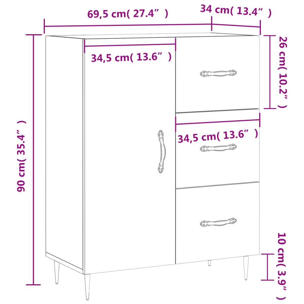 vidaXL Sideboard Grau Sonoma 69,5x34x90 cm Holzwerkstoff
