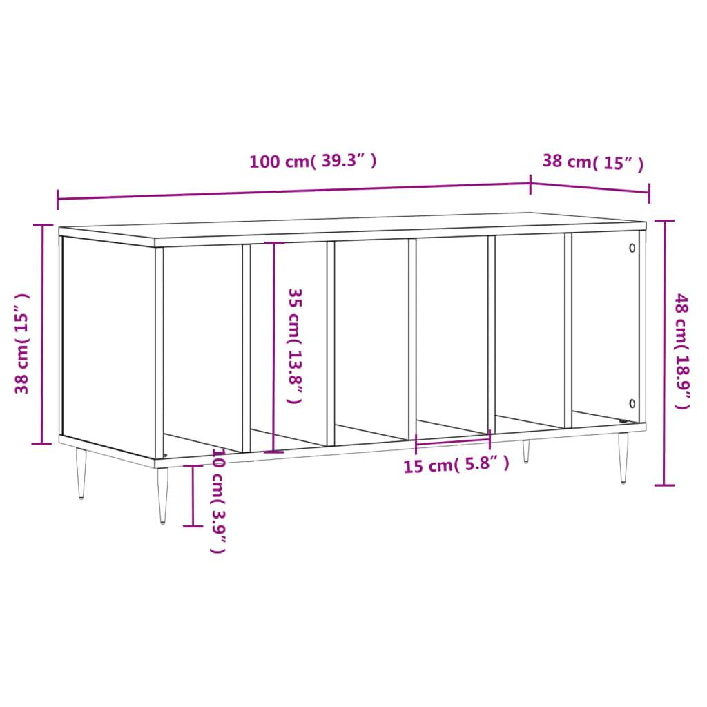 vidaXL Plattenschrank Grau Sonoma 100x38x48 cm Holzwerkstoff
