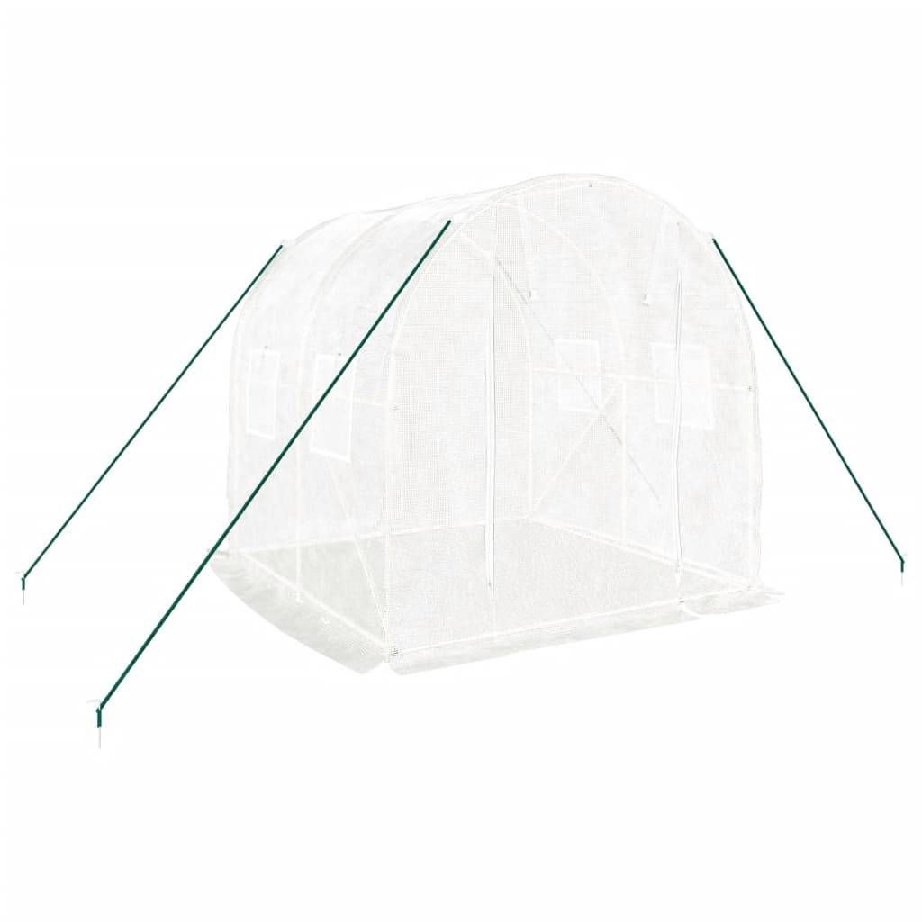 vidaXL Gewächshaus mit Stahlrahmen Weiß 4 m² 2x2x2 m