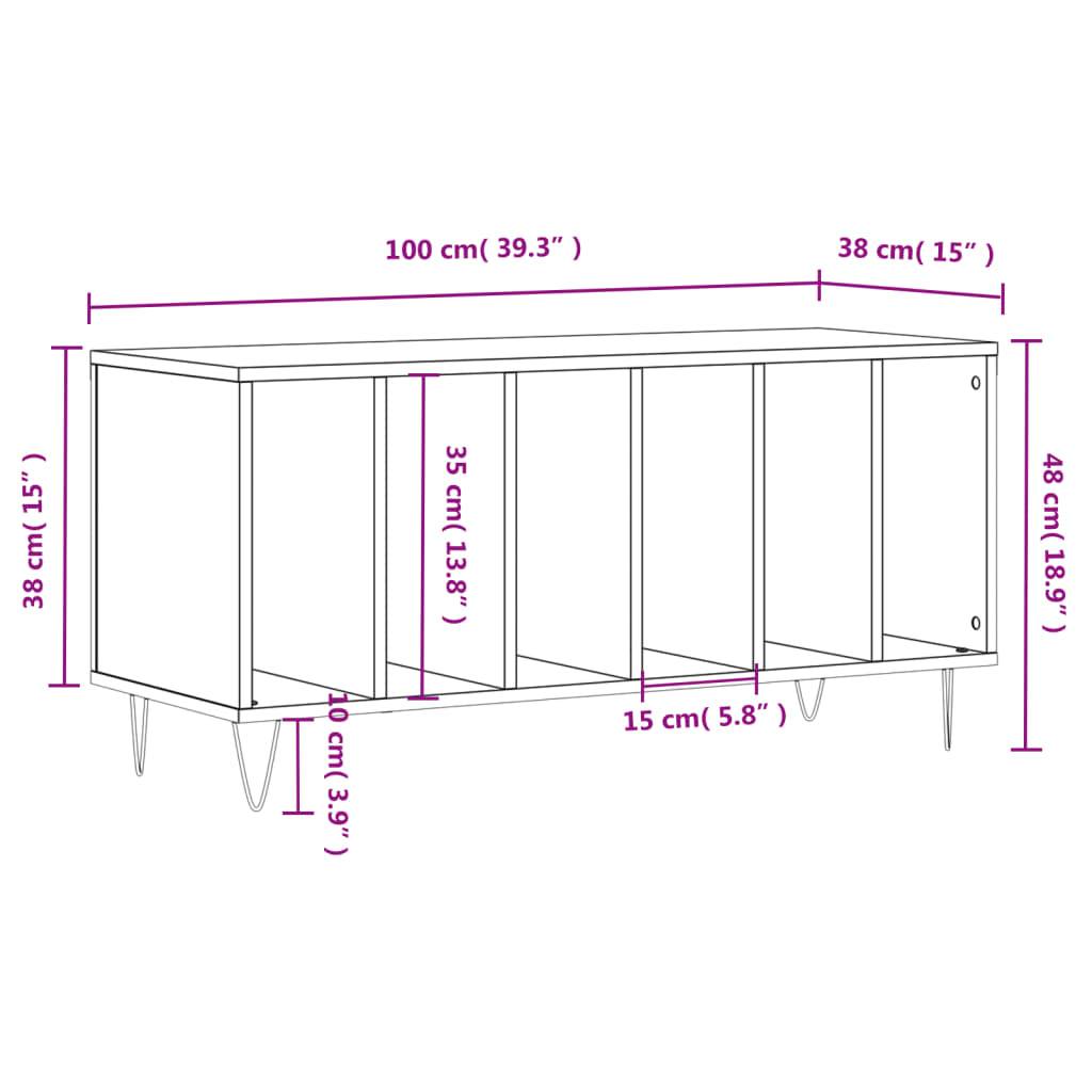 vidaXL Plattenschrank Grau Sonoma 100x38x48 cm Holzwerkstoff