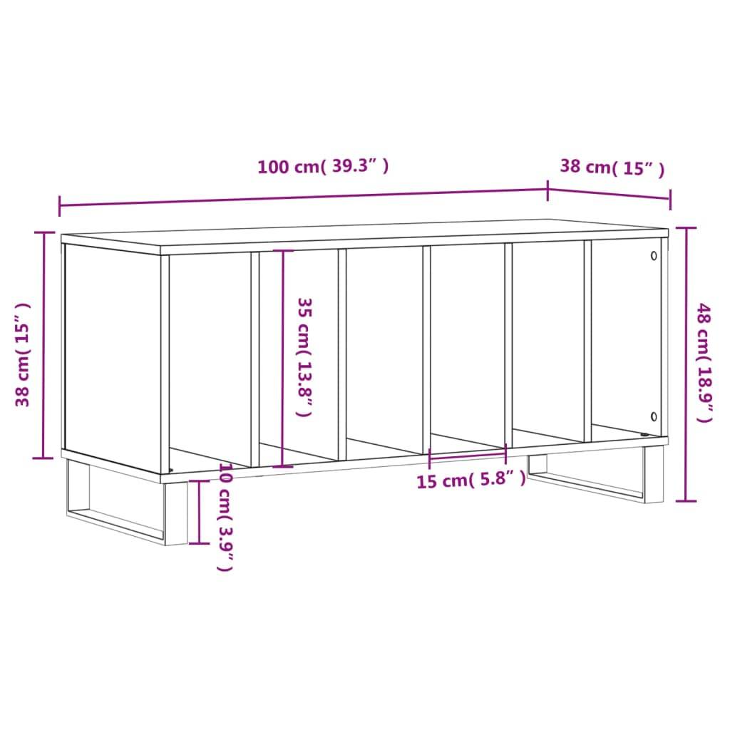 vidaXL Plattenschrank Räuchereiche 100x38x48 cm Holzwerkstoff