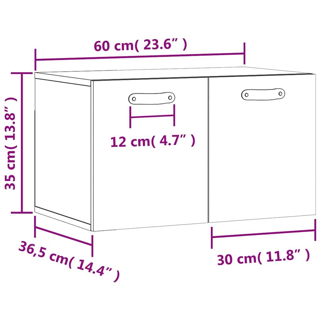 vidaXL Wandschrank Weiß 60x36,5x35 cm Holzwerkstoff