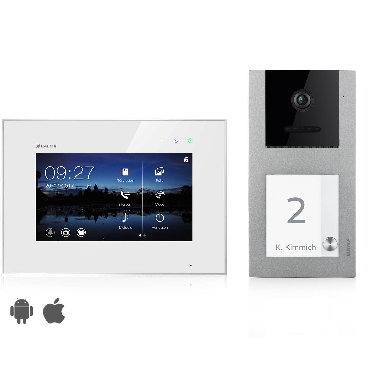 Balter EVO Video Türsprechanlage ✓ Touchscreen 7 Zoll Monitor ✓ Smartphone App ✓ 2-Draht Bus ✓ Aufputz Türstation für 1 Familienhaus ✓ 1