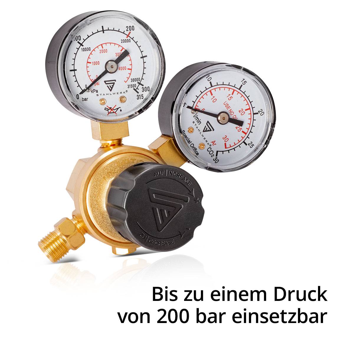 STAHLWERK Mini Druckminderer Druckregler 200 Bar für Argon CO2 Mix