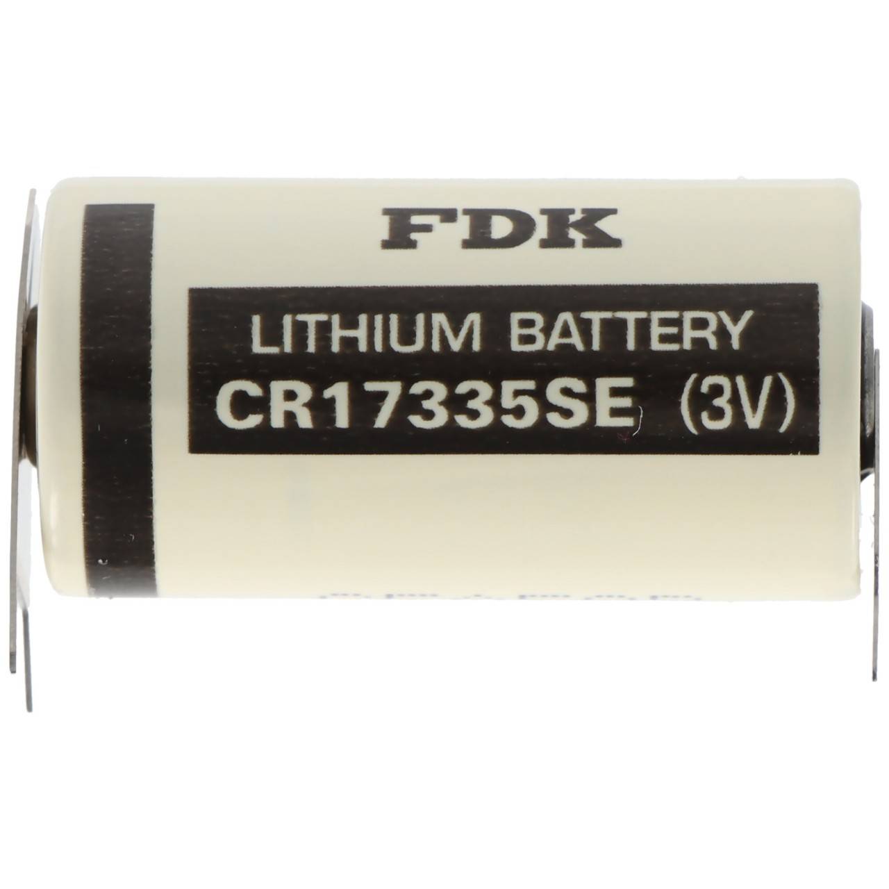 Sanyo Lithium Batterie CR17335 SE Size 2/3A, 3er Print Lötfahnen, 2er Print Plus und 1er Print Minus, Rastermaß 7,6mm