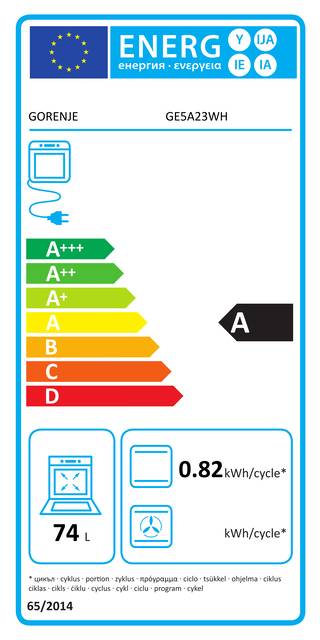 Gorenje Elektroherd O/U/Grill,70L GE5A23WH