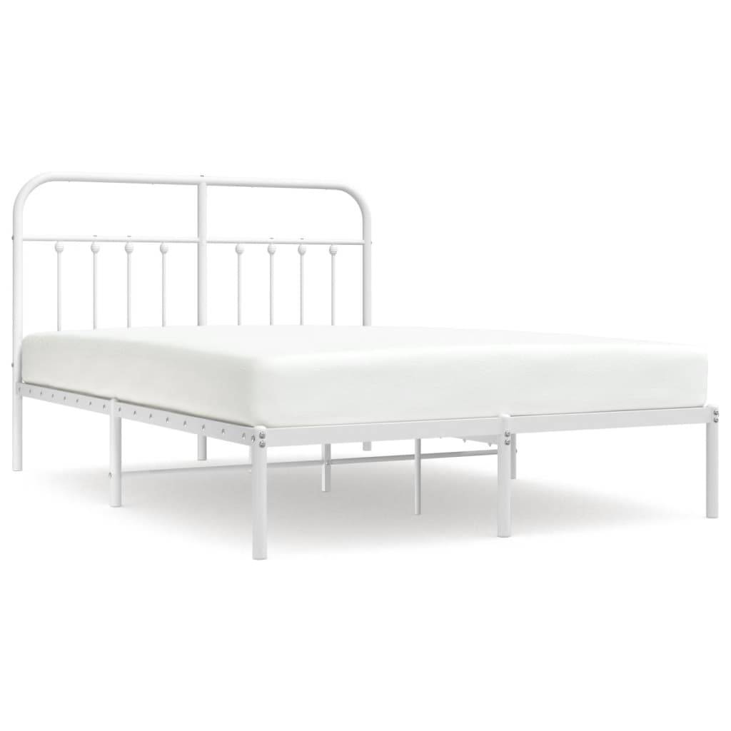 vidaXL Bettgestell mit Kopfteil Metall Weiß 135x190 cm