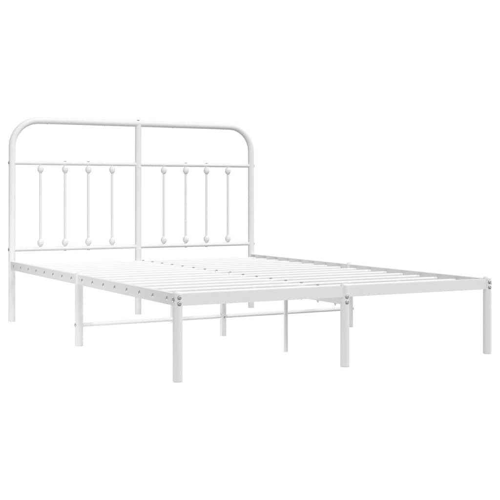 vidaXL Bettgestell mit Kopfteil Metall Weiß 135x190 cm