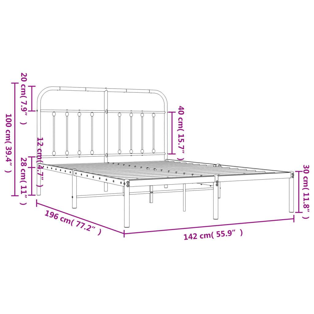 vidaXL Bettgestell mit Kopfteil Metall Weiß 135x190 cm