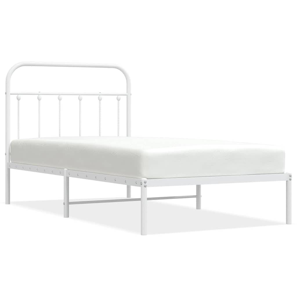 vidaXL Bettgestell mit Kopfteil Metall Weiß 100x190 cm