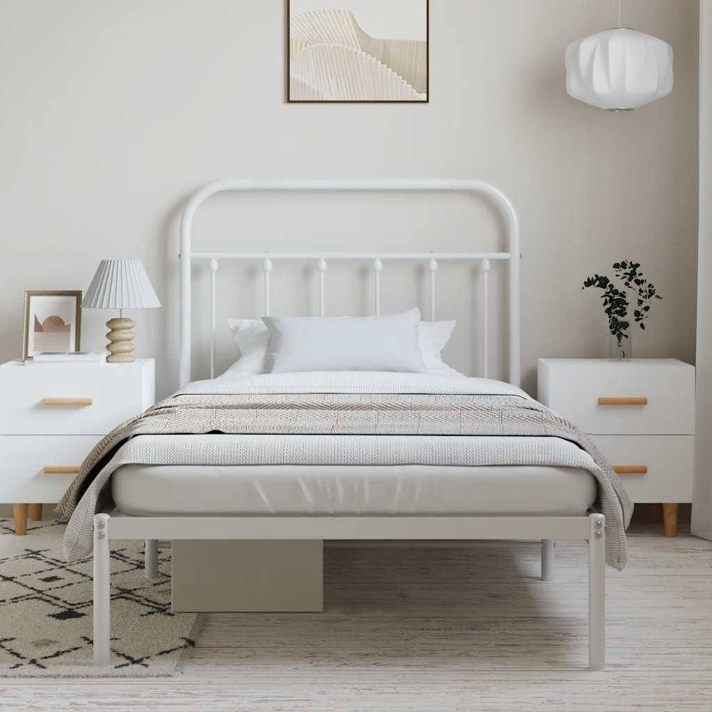 vidaXL Bettgestell mit Kopfteil Metall Weiß 100x190 cm
