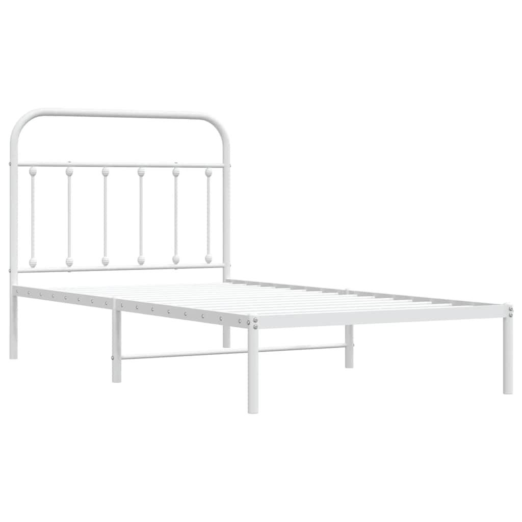 vidaXL Bettgestell mit Kopfteil Metall Weiß 100x190 cm